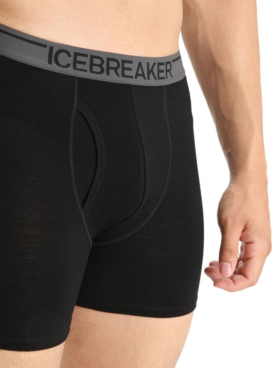 Icebreaker Merino Anatomica Boxers With Fly Miesten Alusvaatteet Mustat | FI 1309UZGT